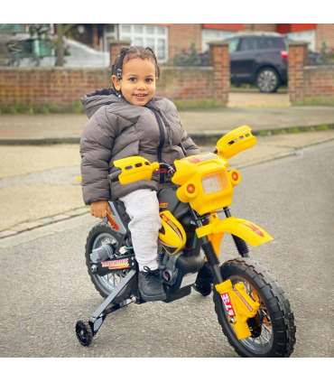 Kids Ride On Car Children Motorcycle Yellow Motocross Style 25W 2.5km/h 3-6 25kg