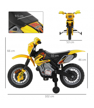 Kids Ride On Car Children Motorcycle Yellow Motocross Style 25W 2.5km/h 3-6 25kg