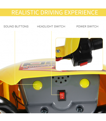 Kids Ride On Car Children Motorcycle Yellow Motocross Style 25W 2.5km/h 3-6 25kg