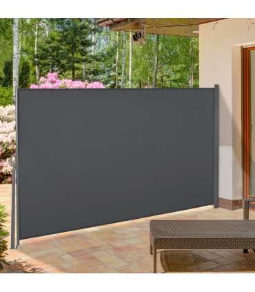3x1.6M Retractable Side Awning Screen Fence Patio Privacy Divider Grey