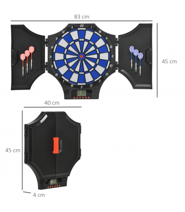 Electronic Dart Board Set with Cabinet, 31 Games, for 8 Players