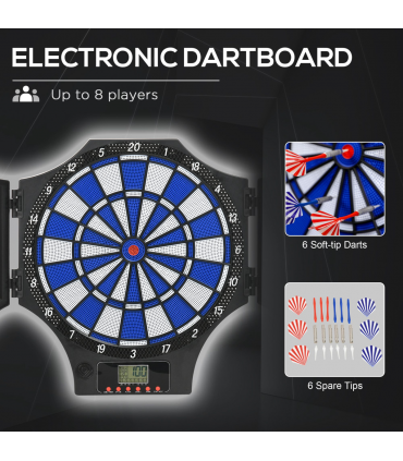 Electronic Dart Board Set with Cabinet, 31 Games, for 8 Players