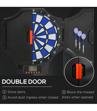 Electronic Dart Board Set with Cabinet, 31 Games, for 8 Players