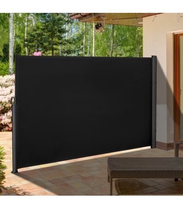 3x1.8M Retractable Side Awning Screen Fence Patio Privacy Divider Black