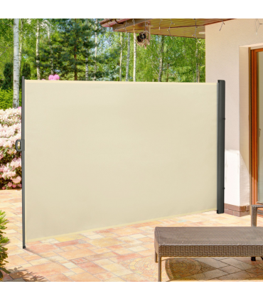 3x2M Retractable Side Awning Screen Fence Patio Privacy Divider Cream