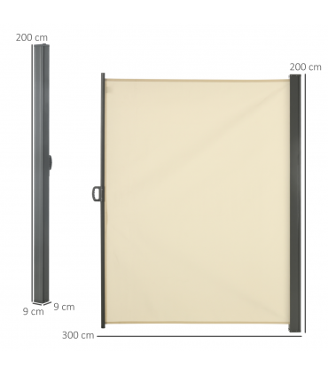 3x2M Retractable Side Awning Screen Fence Patio Privacy Divider Cream