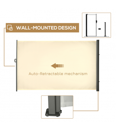 3x2M Retractable Side Awning Screen Fence Patio Privacy Divider Cream