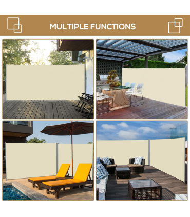 3x2M Retractable Side Awning Screen Fence Patio Privacy Divider Cream