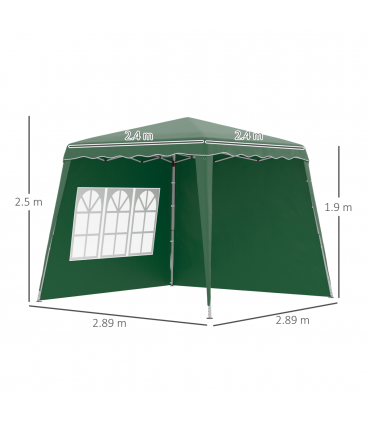 2.4 x 2.4m UV50+ Pop Up Gazebo Canopy Tent with Carry Bag, Green