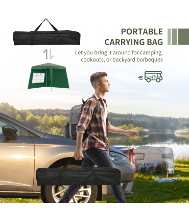 2.4 x 2.4m UV50+ Pop Up Gazebo Canopy Tent with Carry Bag, Green
