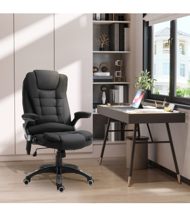 Executive Reclining Chair w/ Heating Massage Points Relaxing Headrest Black