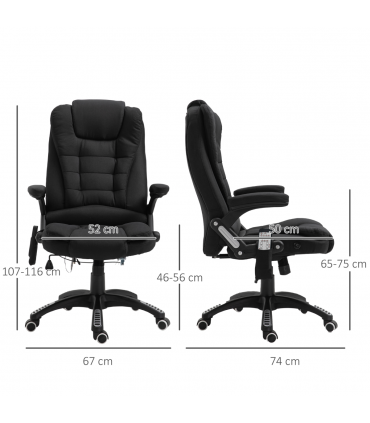 Executive Reclining Chair w/ Heating Massage Points Relaxing Headrest Black