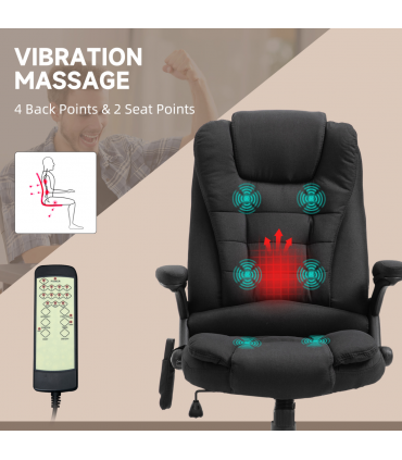 Executive Reclining Chair w/ Heating Massage Points Relaxing Headrest Black