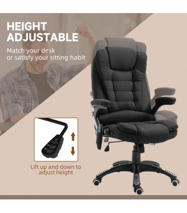 Executive Reclining Chair w/ Heating Massage Points Relaxing Headrest Black