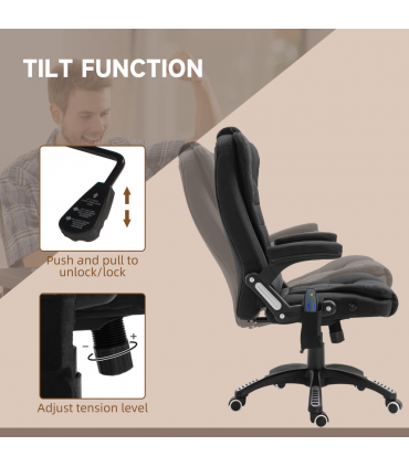 Executive Reclining Chair w/ Heating Massage Points Relaxing Headrest Black