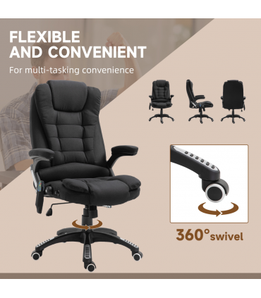 Executive Reclining Chair w/ Heating Massage Points Relaxing Headrest Black