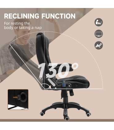 Executive Reclining Chair w/ Heating Massage Points Relaxing Headrest Black
