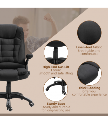 Executive Reclining Chair w/ Heating Massage Points Relaxing Headrest Black