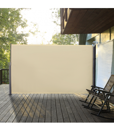 3x1.8M Retractable Side Awning Screen Fence Patio Privacy Divider Cream