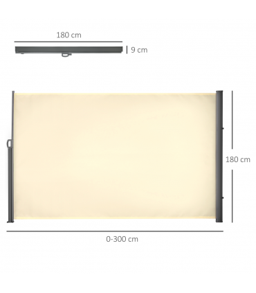 3x1.8M Retractable Side Awning Screen Fence Patio Privacy Divider Cream