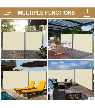 3x1.8M Retractable Side Awning Screen Fence Patio Privacy Divider Cream