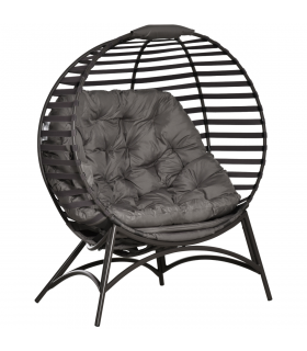 Egg Chair w/ Cushion Steel Frame and Side Pocket for Indoor Outdoor