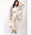 Floral Print Button Down Long Sleeve Oversized Top