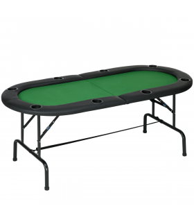 Foldable Poker Table Casino Top 8 Players Game Trays Drink Holder