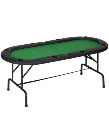 Foldable Poker Table Casino Top 8 Players Game Trays Drink Holder