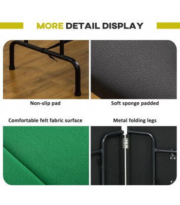 Foldable Poker Table Casino Top 8 Players Game Trays Drink Holder