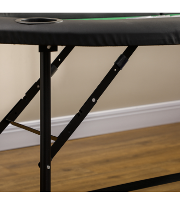 Foldable Poker Table Casino Top 8 Players Game Trays Drink Holder