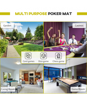 Foldable Poker Table Casino Top 8 Players Game Trays Drink Holder