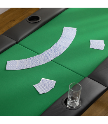 Foldable Poker Table Casino Top 8 Players Game Trays Drink Holder