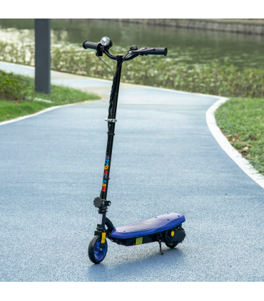 Folding Electric Scooter E-Scooter w/ LED Headlight, for Ages 7-14 Years - Blue