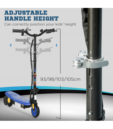 Folding Electric Scooter E-Scooter w/ LED Headlight, for Ages 7-14 Years - Blue