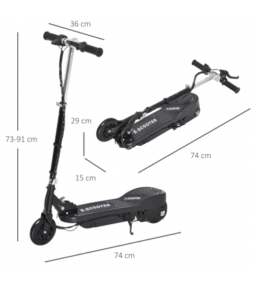 Folding Kids Electric Scooter 7-14 Adjustable Battery Power PU Wheels HOMCOM