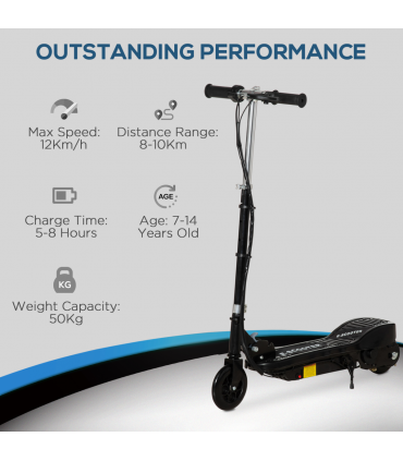 Folding Kids Electric Scooter 7-14 Adjustable Battery Power PU Wheels HOMCOM