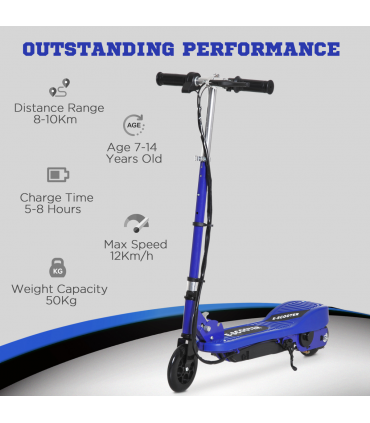 Folding Kids Electric Scooter 7-14 Adjustable Battery Power PU Wheels HOMCOM