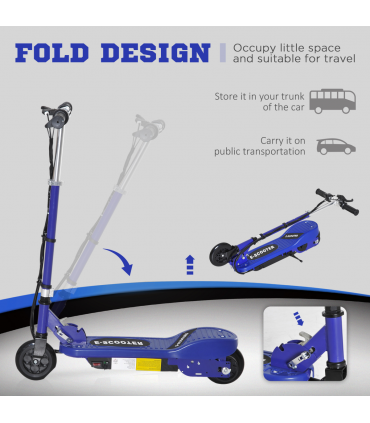 Folding Kids Electric Scooter 7-14 Adjustable Battery Power PU Wheels HOMCOM