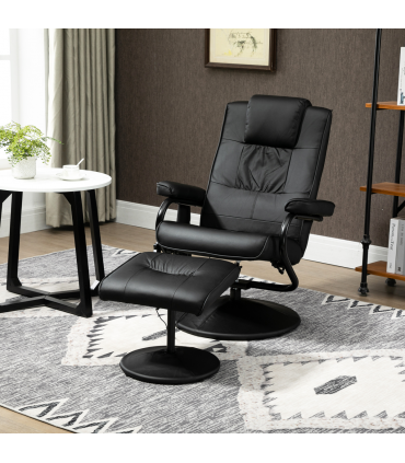 Freestanding Living Room Chair with High Density Cushion and Footrest Black