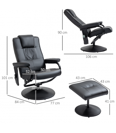 Freestanding Living Room Chair with High Density Cushion and Footrest Black