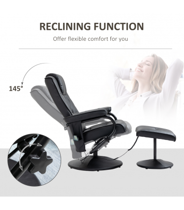 Freestanding Living Room Chair with High Density Cushion and Footrest Black