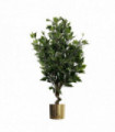 110cm Artificial Evergreen Ficus Tree Gold Planter