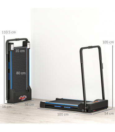 HOMCOM 1-6 km/h Folding Motorised Treadmill Walking w/ Remote Control, Blue