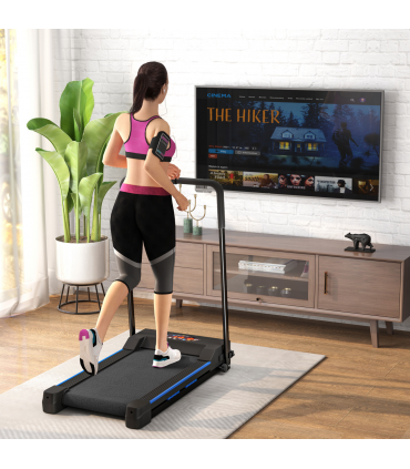 HOMCOM 1-6 km/h Folding Motorised Treadmill Walking w/ Remote Control, Blue