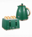 HOMCOM 1.7L Kettle and Toaster Set with Defrost Reheat and Crumb Tray Green