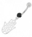 Silver Hamsa Hand Belly Ring