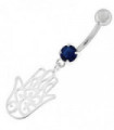 Silver Hamsa Hand Belly Ring