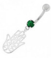 Silver Hamsa Hand Belly Ring