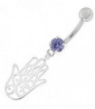 Silver Hamsa Hand Belly Ring